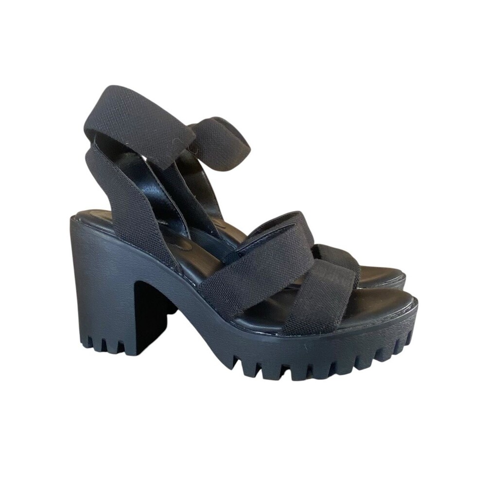 Madden NYC Women's Lug Heel Sandals Chunky Heel Platforms Faux Leather SZ 9